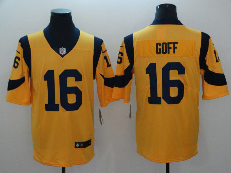 Men Los Angeles Rams #16 Goff Yellow Nike Vapor Untouchable Limited Playe NFL Jerseys
